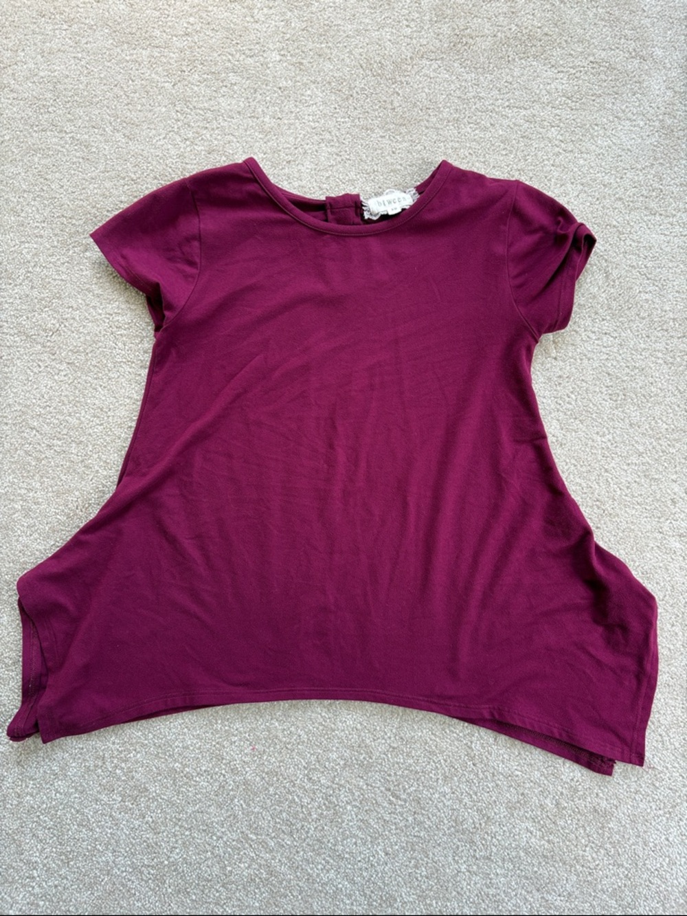 btween Burgundy Short Sleeve Swing Top